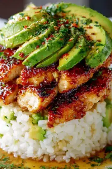 Honey Lime Chicken & Avocado Rice Stack