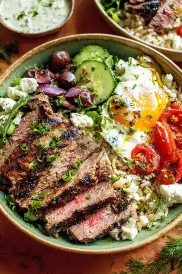 Mediterranean Steak and Rice Bowls