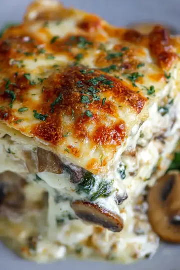 Creamy Spinach and Mushroom Lasagna