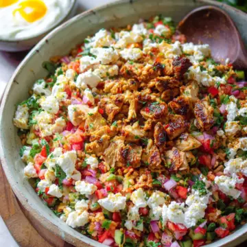Juicy Chicken Shawarma Crispy Rice Salad