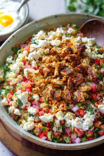Juicy Chicken Shawarma Crispy Rice Salad
