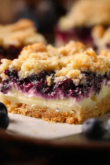 Blueberry Cream Cheese Crumb Bars