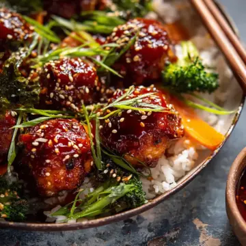 Sheet Pan Sticky Gochujang Chicken Meatballs