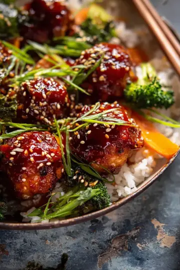 Sheet Pan Sticky Gochujang Chicken Meatballs