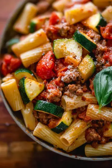 Rigatoni with Sausage, Tomatoes, and Zucchini