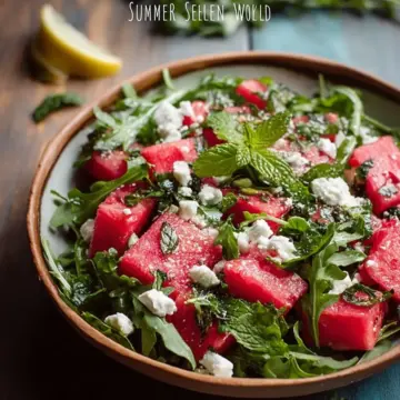 Arugula Watermelon Feta Salad with Your Favorite Fresh Herbs