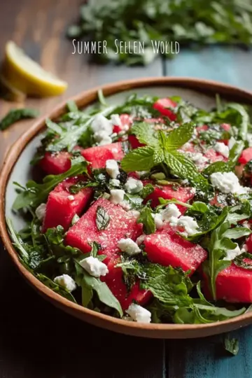 Arugula Watermelon Feta Salad with Your Favorite Fresh Herbs