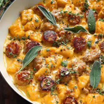 Creamy Butternut Squash Gnocchi with Sausage, Thyme, and Sage