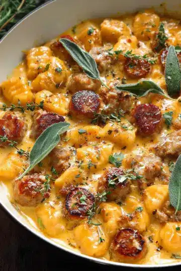 Creamy Butternut Squash Gnocchi with Sausage, Thyme, and Sage