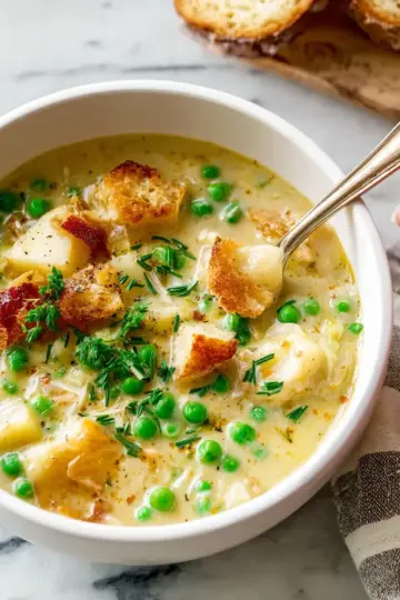 Creamy Potato And Pea Chowder Recipe