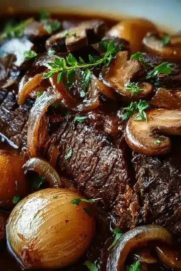 Slow-Braised French Onion Mushroom Pot Roast