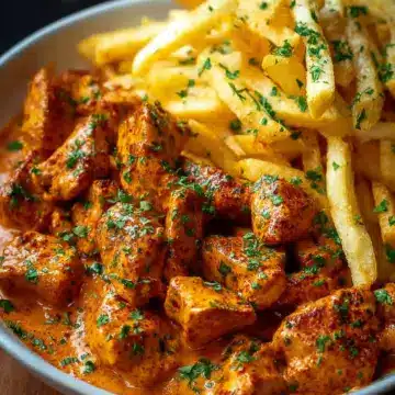 Creamy Paprika Chicken Bites with Crispy Fries