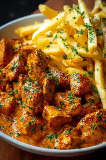 Creamy Paprika Chicken Bites with Crispy Fries