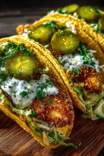 Crispy Dill Pickle Ranch Chicken Tacos Recipe