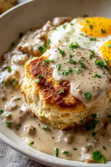 High Protein Biscuits & Gravy Breakfast