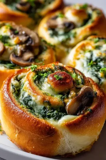 Spinach Mushroom Cream Cheese Swirl Rolls Recipe