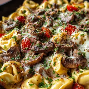 Philly Cheesesteak Tortellini Bake Recipe