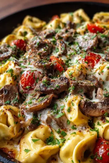 Philly Cheesesteak Tortellini Bake Recipe