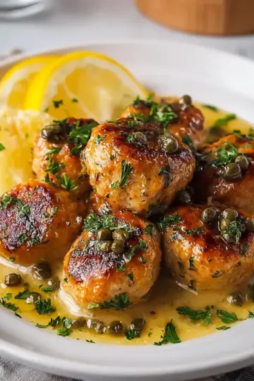 Savory Chicken Piccata Meatballs in Zesty Lemon Sauce