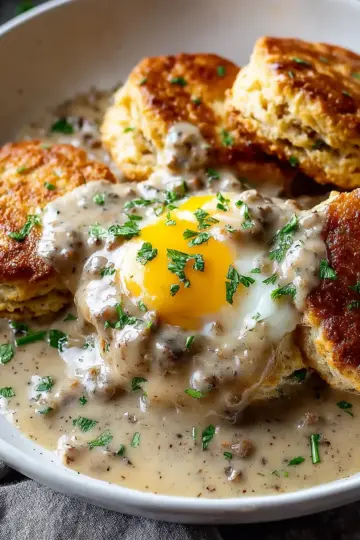 High Protein Biscuits & Gravy Breakfast