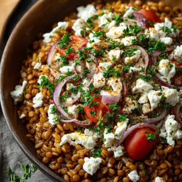 Mediterranean Lentil Rice with Feta