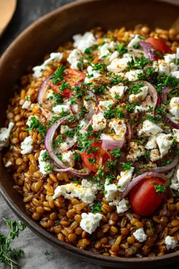 Mediterranean Lentil Rice with Feta