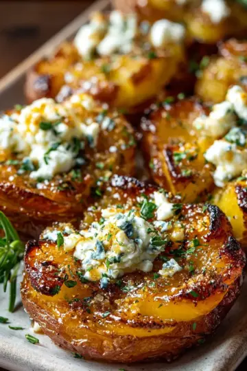 Crispy Smashed Potatoes with Whipped Feta and Hot Honey