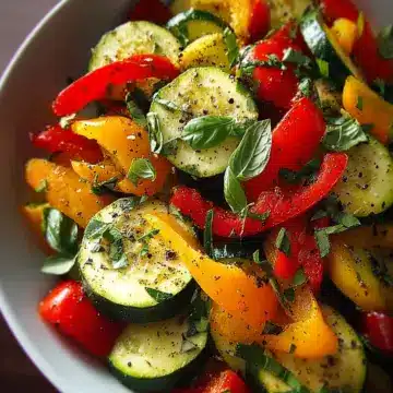 Easy Roasted Zucchini and Bell Pepper Salad Recipe
