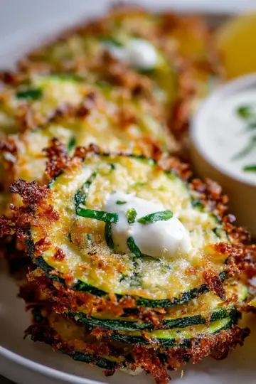 Crispy Parmesan Zucchini Wafers with Lemon Cream
