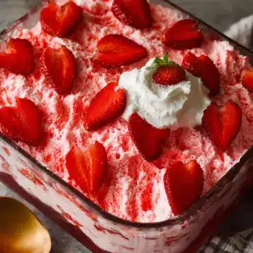 Strawberry Jello Cool Whip Dessert with Angel Food Cake