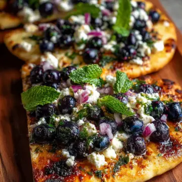 Hot Honey Blueberry Feta Flatbread Recipe