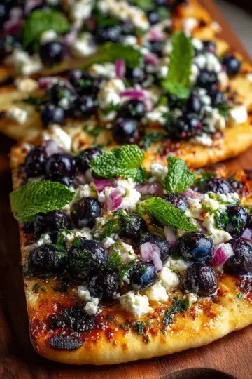 Hot Honey Blueberry Feta Flatbread Recipe