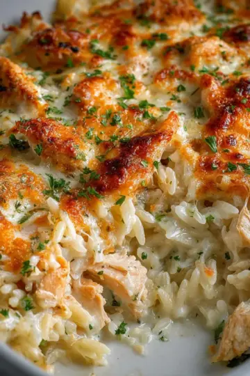 Dump-and-Bake Chicken Alfredo Rice Casserole Recipe