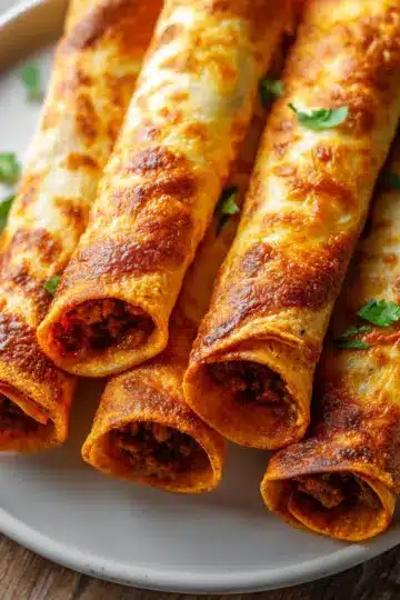 Cheesy beef taquitos