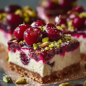 Cherry Pistachio Cheesecake Bars