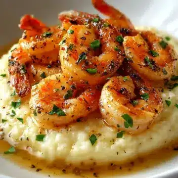 Creamy Garlic Shrimp Over Mashed Potatoes