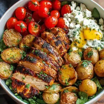 Healthy Grilled Chicken Bowls with Crispy Potatoes