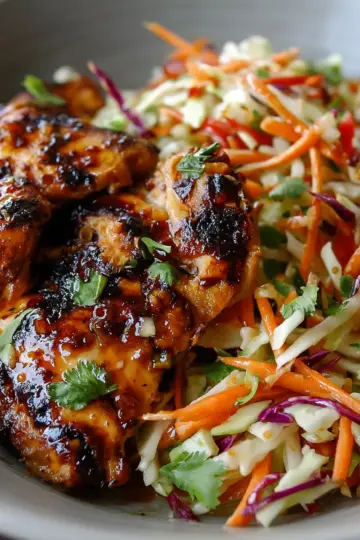 Sticky Apple Cider Chicken with Crisp Autumn Slaw Shines Bright